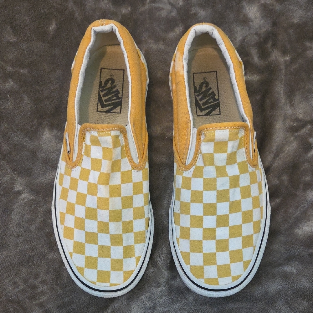 Vans Yellow Checkered Slip-On Sneakers